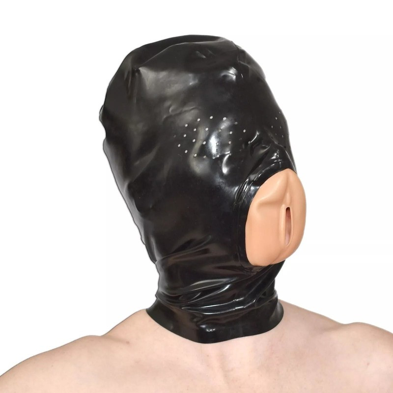 LateXcite Cagoule avec vulve Vagina Hood Noire